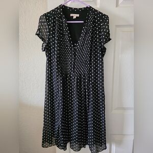 Chic Black and White Polka Dot Midi Dress
